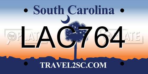 LAC764 South Carolina License Plate