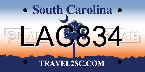 LAC834 South Carolina License Plate