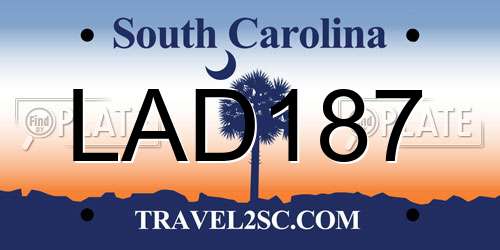 LAD187 South Carolina License Plate