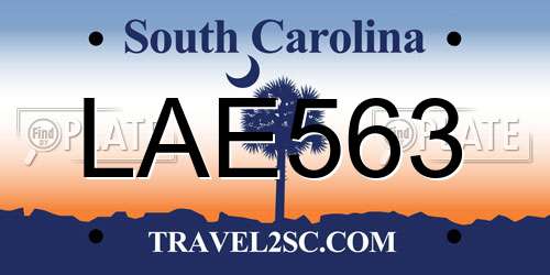 LAE563 South Carolina License Plate