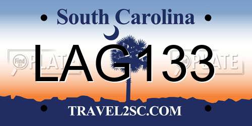 LAG133 South Carolina License Plate