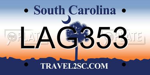 LAG353 South Carolina License Plate
