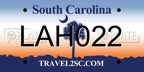 LAH022 South Carolina License Plate