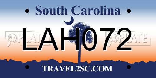 LAH072 South Carolina License Plate