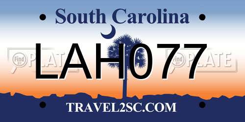 LAH077 South Carolina License Plate
