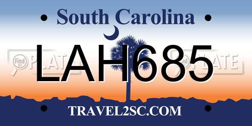LAH685 South Carolina License Plate