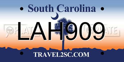 LAH909 South Carolina License Plate
