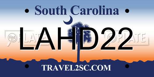 LAHD22 South Carolina License Plate
