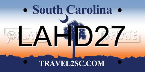 LAHD27 South Carolina License Plate