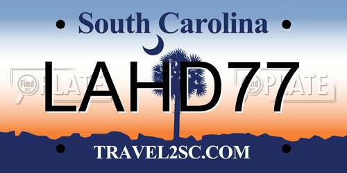 LAHD77 South Carolina License Plate