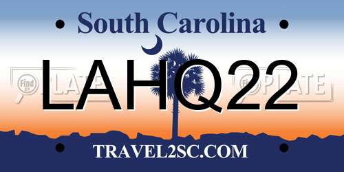 LAHQ22 South Carolina License Plate