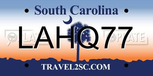 LAHQ77 South Carolina License Plate