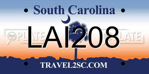 LAI208 South Carolina License Plate