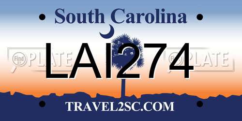 LAI274 South Carolina License Plate