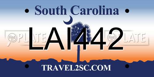 LAI442 South Carolina License Plate