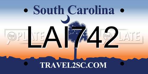 LAI742 South Carolina License Plate