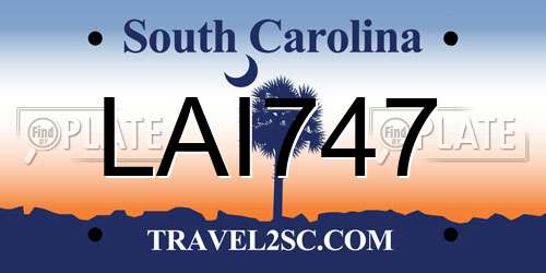 LAI747 South Carolina License Plate