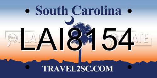 LAI8154 South Carolina License Plate