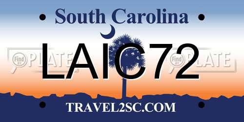 LAIC72 South Carolina License Plate