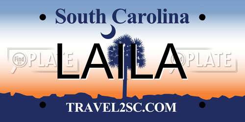 LAILA South Carolina License Plate