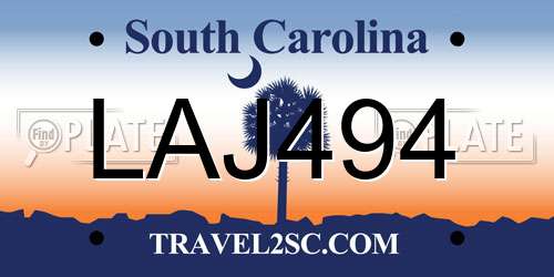 LAJ494 South Carolina License Plate