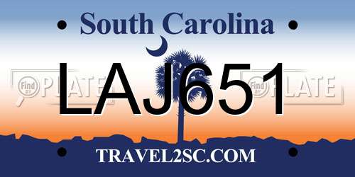 LAJ651 South Carolina License Plate