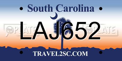 LAJ652 South Carolina License Plate