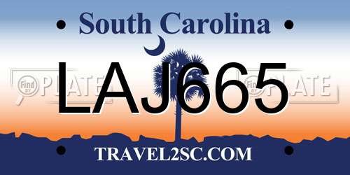 LAJ665 South Carolina License Plate