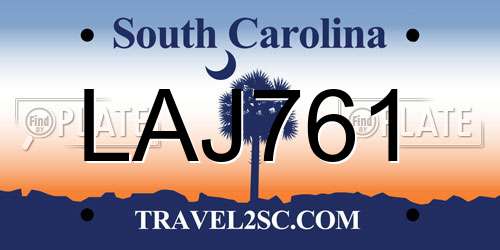 LAJ761 South Carolina License Plate