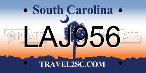 LAJ956 South Carolina License Plate
