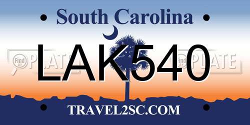 LAK540 South Carolina License Plate