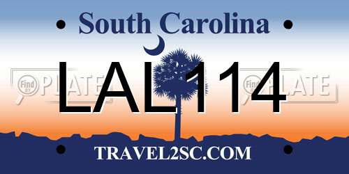 LAL114 South Carolina License Plate