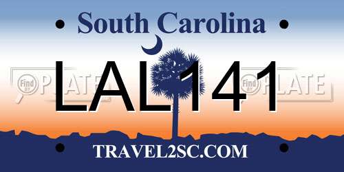 LAL141 South Carolina License Plate