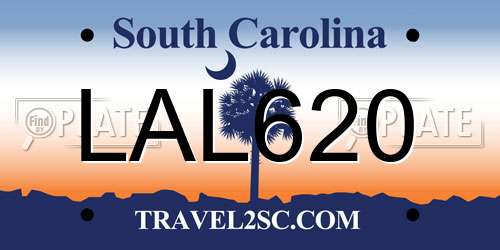 LAL620 South Carolina License Plate