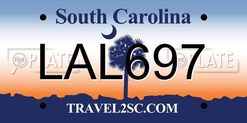 LAL697 South Carolina License Plate