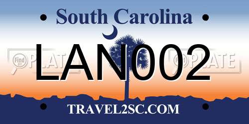 LAN002 South Carolina License Plate
