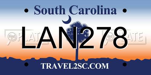 LAN278 South Carolina License Plate