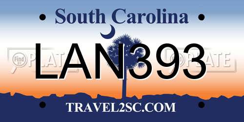 LAN393 South Carolina License Plate
