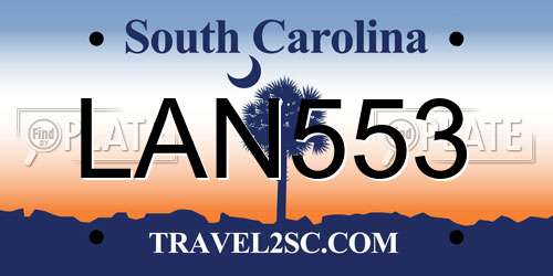 LAN553 South Carolina License Plate