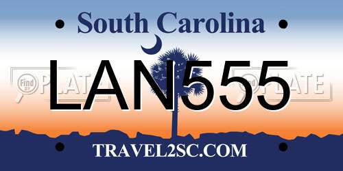 LAN555 South Carolina License Plate