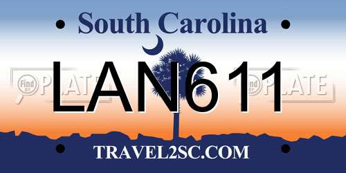 LAN611 South Carolina License Plate