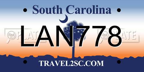 LAN778 South Carolina License Plate