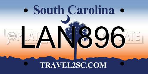 LAN896 South Carolina License Plate