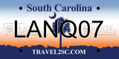 LANQ07 South Carolina License Plate