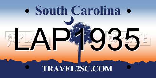 LAP1935 South Carolina License Plate