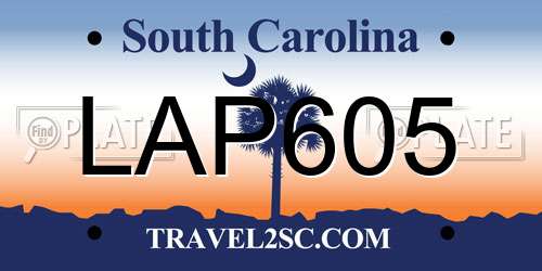LAP605 South Carolina License Plate