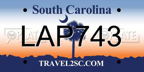 LAP743 South Carolina License Plate