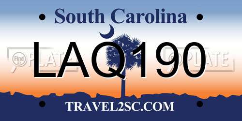 LAQ190 South Carolina License Plate