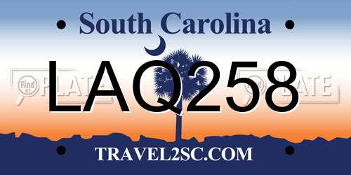 LAQ258 South Carolina License Plate