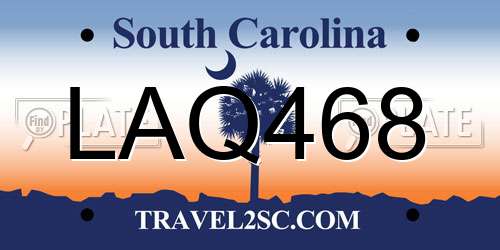 LAQ468 South Carolina License Plate